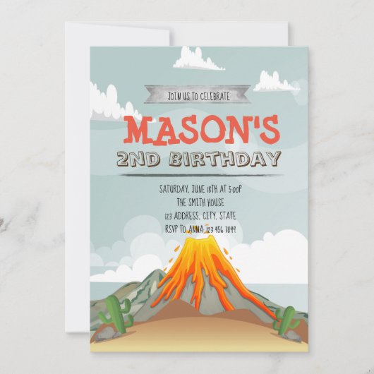 Volcano Verjaardag uitnodiging (Voorkant)