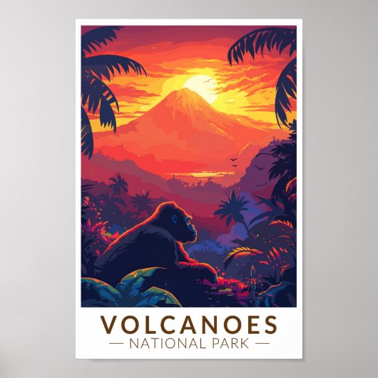 Volcanoes National Park Mountain Gorilla Travel Poster (Voorkant)
