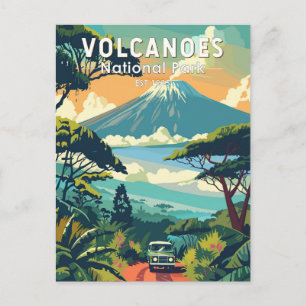 Volcanoes National Park Rwanda Travel Art Vintage Briefkaart
