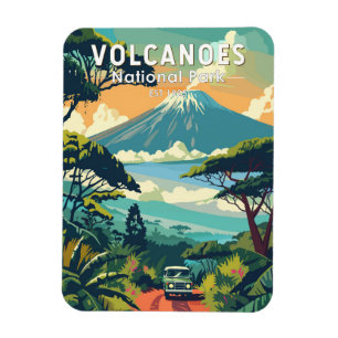 Volcanoes National Park Rwanda Travel Art Vintage Magneet
