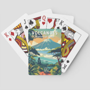 Volcanoes National Park Rwanda Travel Art Vintage Pokerkaarten