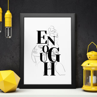 VOLDOENDE Grafische Zwarte Witte Moderne Typografi Poster