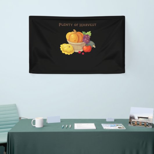 Voldoende oogst - Herfstmand met producten Illus Spandoek (Beurs)