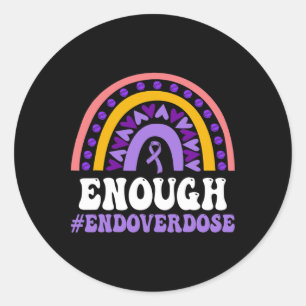 Voldoende overdosering Pruple Ribbon Opioïd Overdo Ronde Sticker