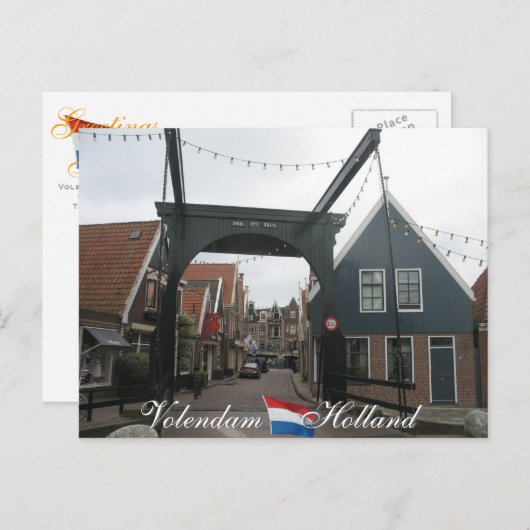 Volendam Drawbridge Holland Briefkaart (Voorkant / Achterkant)