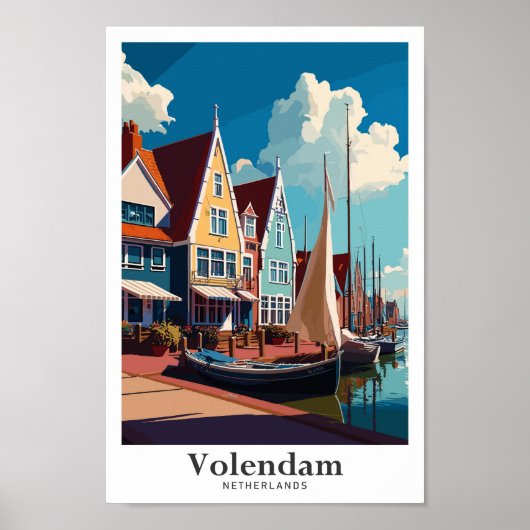 Volendam Nederland Reizen  Illustratie Poster (Voorkant)