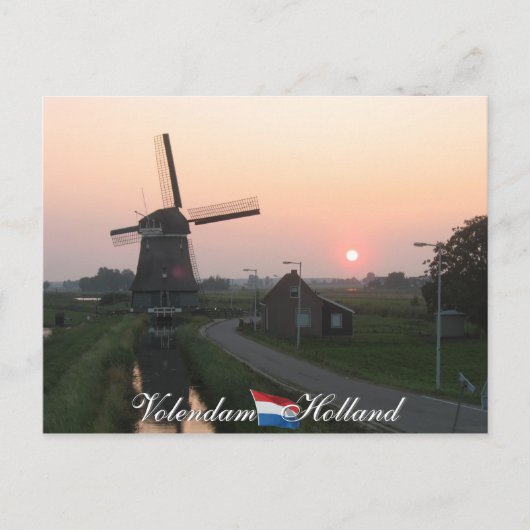 Volendam Sunset Windmill Holland Briefkaart (Voorkant)
