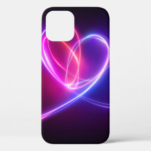 Volet roze neon lichttekening. Abstracte hartdood Case-Mate iPhone Case