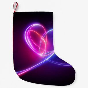 Volet roze neon lichttekening. Abstracte hartdood Kleine Kerstsok