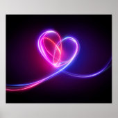 Volet roze neon lichttekening. Abstracte hartdood Poster (Voorkant)