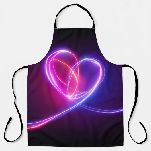 Volet roze neon lichttekening. Abstracte hartdood Schort (Voorkant)