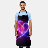 Volet roze neon lichttekening. Abstracte hartdood Schort (Gedragen)