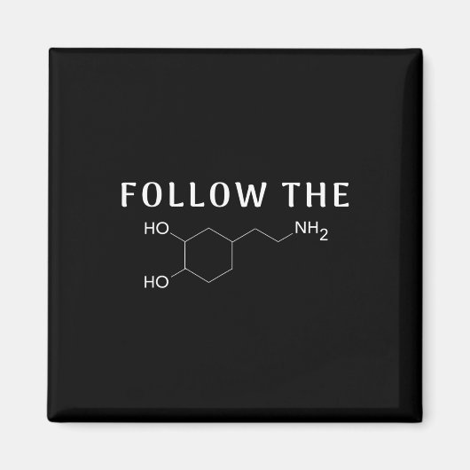Volg de Dopamine chemische structuur Fun Science Magneet (Voorkant)