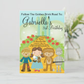 Volg de Gouden Brick Road Birthday Invite Kaart (Staand voorkant)