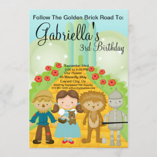 Volg de Gouden Brick Road Birthday Invite Kaart