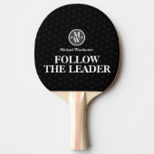 VOLG DE LEADER Monogram Zwart Tafeltennisbatje (Voorkant)