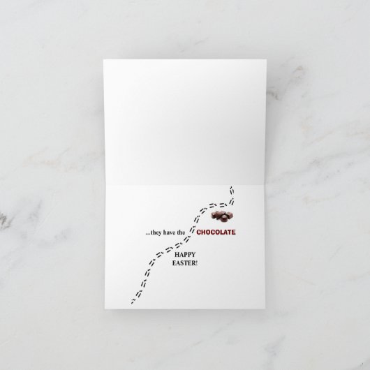 Volg de paaskonijntjes, ze hebben de chocolade kaart (Binnen)
