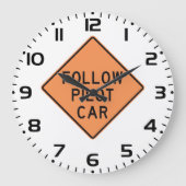 Volg de pilot Car Road Work Construction Sign Grote Klok (Voorkant)