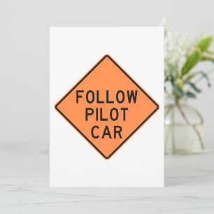 Volg de pilot Car Road Work Construction Sign Kaart