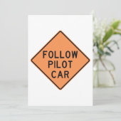 Volg de pilot Car Road Work Construction Sign Kaart (Staand voorkant)
