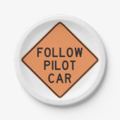 Volg de pilot Car Road Work Construction Sign Papieren Bordje (Voorkant)