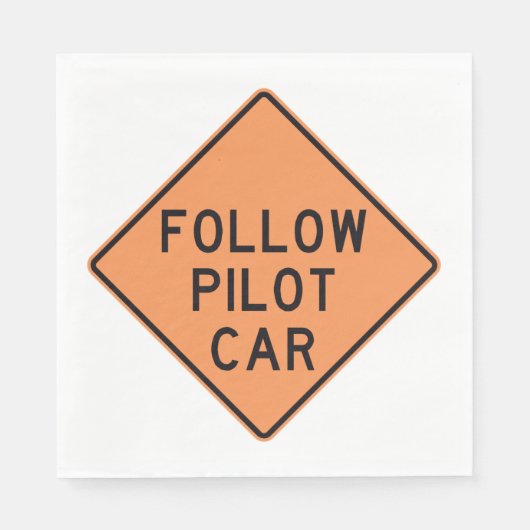 Volg de pilot Car Road Work Construction Sign Servet (Voorkant)