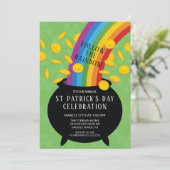Volg de Rainbow St Patrick's Day Party Kaart (Staand voorkant)