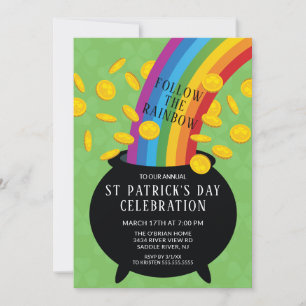 Volg de Rainbow St Patrick's Day Party Kaart