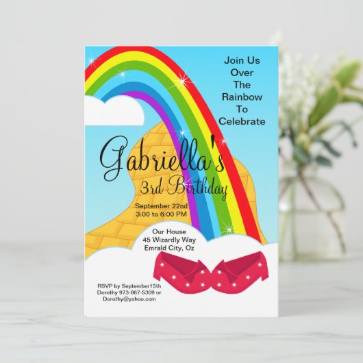 Volg de regenboogstrandweg Birthday Invite Kaart (Staand voorkant)