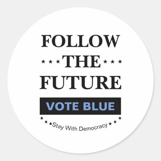 Volg de toekomst ronde sticker (Voorkant)