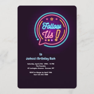 Volg de uitnodiging van Neon Birthday