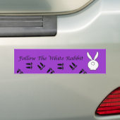 Volg de witte konijn bumpersticker (Op auto)