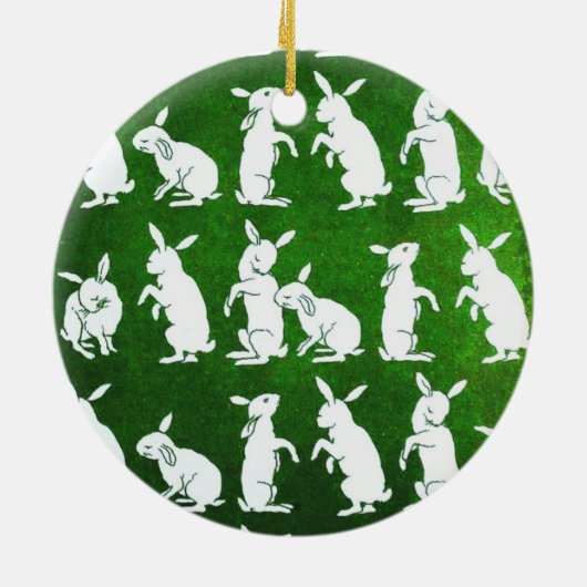 Volg de witte konijnenversiering keramisch ornament (Achterkant)