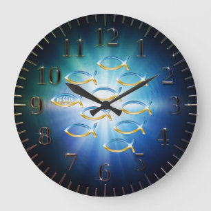 Volg hem - Christelijk vissymbool Grote Klok