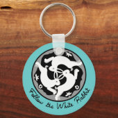 Volg het witte konijn sleutelhanger (Voorkant)