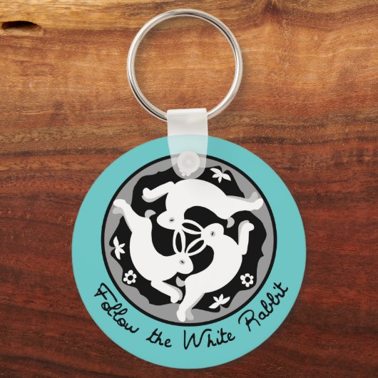 Volg het witte konijn sleutelhanger (Voorkant)