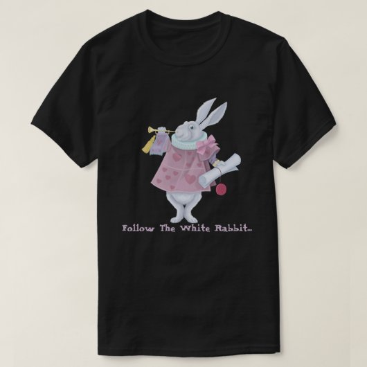 Volg het witte konijn t-shirt (Design voorkant)