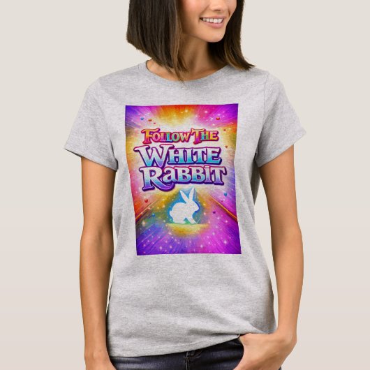 Volg het witte konijn t-shirt (Voorkant)