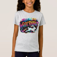 Volg het witte konijn T-shirt ontwerp