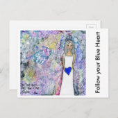 Volg je blauwe hart briefkaart (Voorkant / Achterkant)