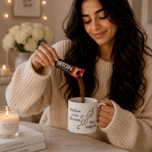 Volg je dromen blijf geïnspireerd,motivatie espresso kop