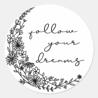 Volg je dromen Floral Moon Ronde Sticker
