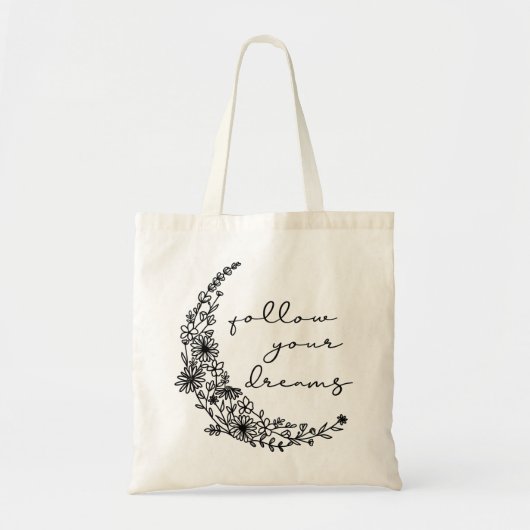 Volg je dromen Floral Moon Tote Bag (Voorkant)