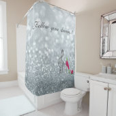 Volg je dromen, glitterij, hakken, Violine Key Douchegordijn (In situ)