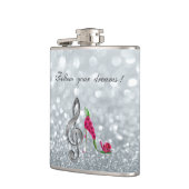 Volg je dromen, glitterij, hakken, Violine Key Heupfles (Links)