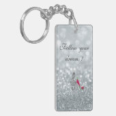 Volg je dromen, glitterij, hakken, Violine Key Sleutelhanger (Voorkant Links)