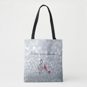 Volg je dromen, glitterij, hakken, Violine Key Tote Bag