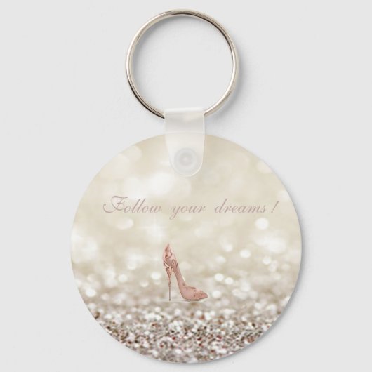 Volg je dromen, Glittery, Bokeh, Heels, Sleutelhanger (Voorkant)