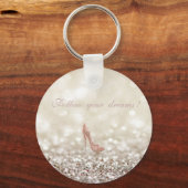 Volg je dromen, Glittery, Bokeh, Heels, Sleutelhanger (Voorkant)