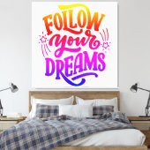 Volg je dromen in Dream vision board regenboog Canvas Afdruk (Insitu (Slaapkamer))
